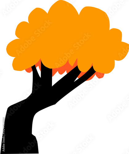 hand drawn cartoon cute orange tree sticker