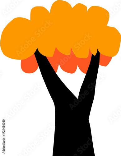 hand drawn cartoon cute orange tree sticker