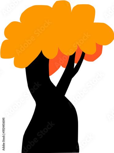 hand drawn cartoon cute orange tree sticker