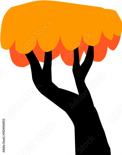 hand drawn cartoon cute orange tree sticker