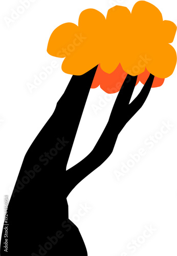 hand drawn cartoon cute orange tree sticker