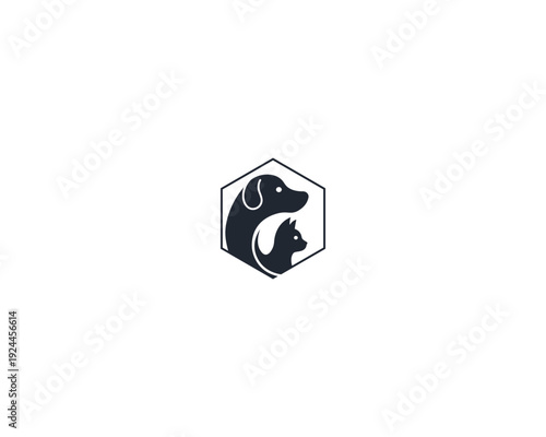 Dog and cat logo design template vector,  pet logo design flat style suitable for pet shop, store, cafe, business, hotel, veterinary clinic, Domestic animal vector illustration logotype, sign, symbol,