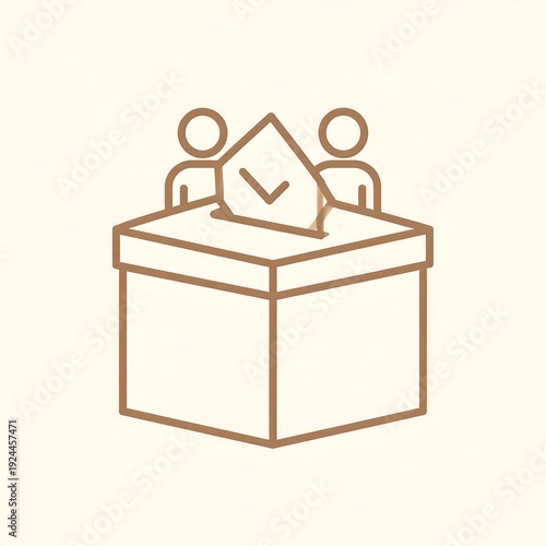 A minimalist icon of two people casting votes into a box