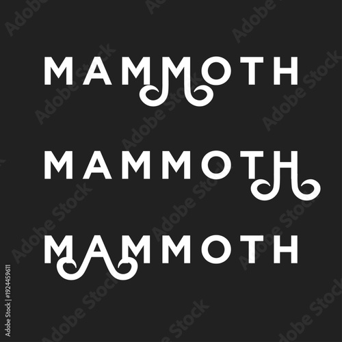 "MAMMOTH" Wordmark Logo Design with Stylized Letters and Creative Typography, Animal Inspired Logotype Concept
