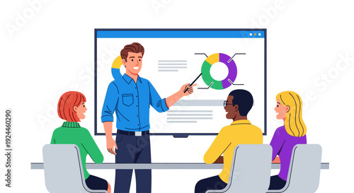 Young Professional Presents to Attentive Colleagues