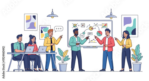 Diverse Team Collaborating on Whiteboard