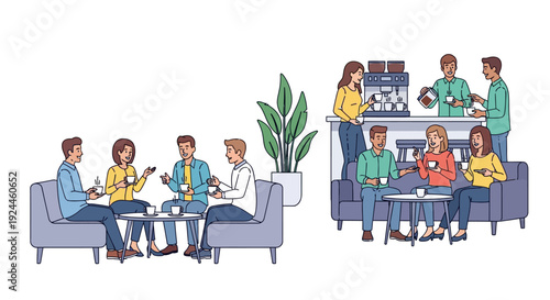 Happy Colleagues Enjoying Office Coffee Break