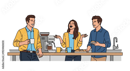 Happy Colleagues Laughing Coffee Break