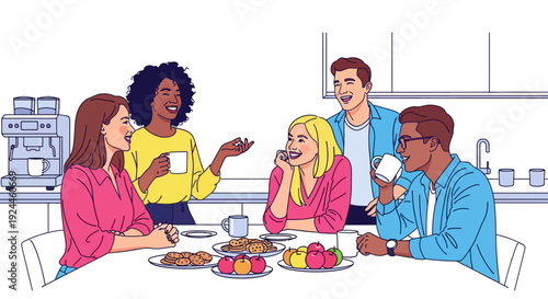 Happy Colleagues Modern Coffee Break