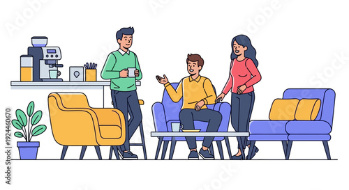 Happy Colleagues Office Break Conversation