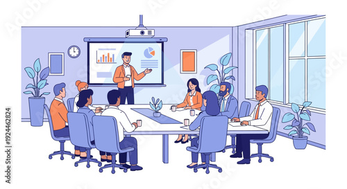 Colleagues Watching Projector Presentation