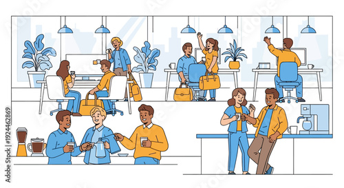 Bright Modern Office Morning Gathering