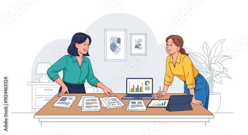 Happy Colleagues Mentoring at Office Desk