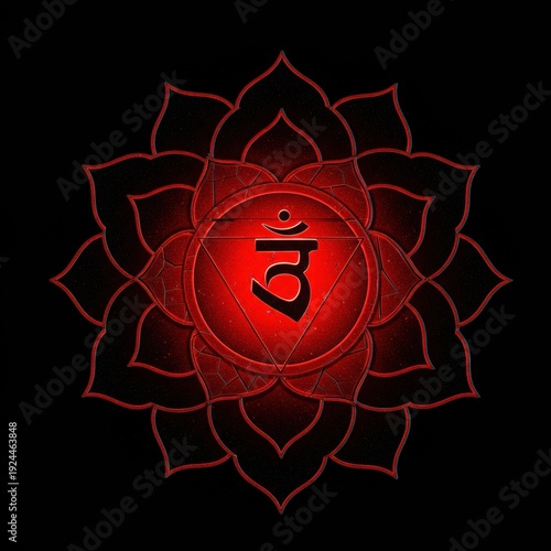 Red Chakra Art Fiery Muladhara Energy Symbol