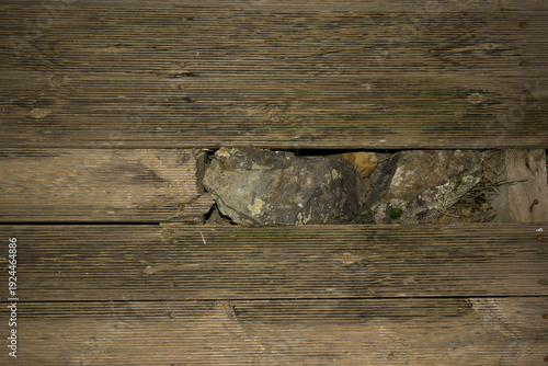 Wallpaper Mural Rustic wooden planks with stone gap Torontodigital.ca