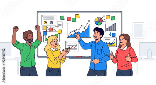 Enthusiastic Team Celebrates Project Completion