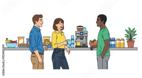 Happy Colleagues Coffee Break Office Pantry