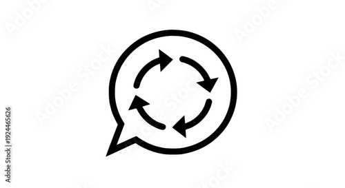 Message reload sign black white icon