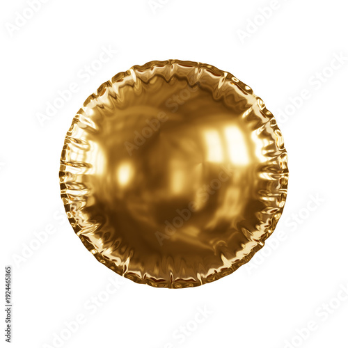 Gold Foil Balloon Sphere Shape On Transparent Background For Celebration, Party, And Luxury Decor