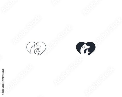 Dog and cat logo design template vector, line of pet logo design suitable for pet shop, store, cafe, business, hotel, veterinary clinic, Domestic animal vector illustration logotype, sign and symbol