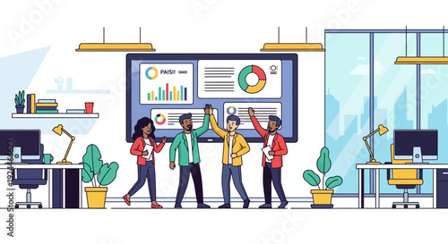 Energetic Team High Fives Project Completion