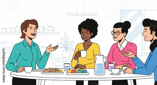 Happy Colleagues Coffee Break Office Pantry