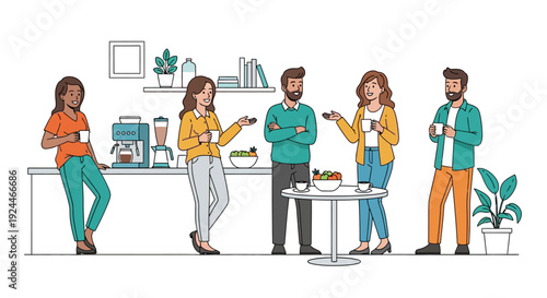 Happy Colleagues Coffee Break Office Pantry