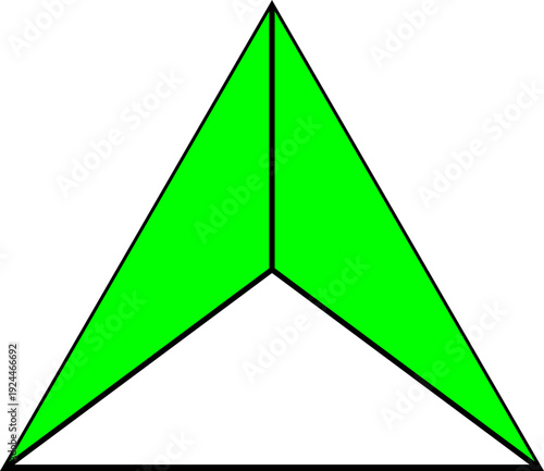 Geometric triangle icon with two-thirds color fill for navigation and UI progress