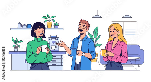 Vibrant Office Coffee Break Together