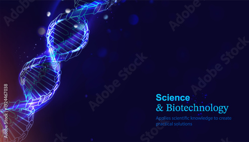 DNA abstract background. 3D chromosome cell structure. Medical helix genome background.