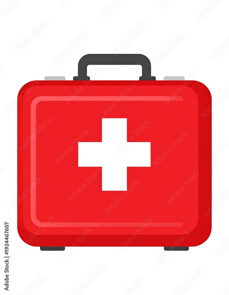 Fototapeta premium A red first aid kit with a white cross