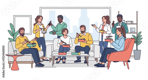 Happy Colleagues Lunch Break Office