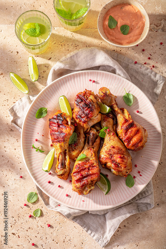 Hot roasted chicken leg mad...