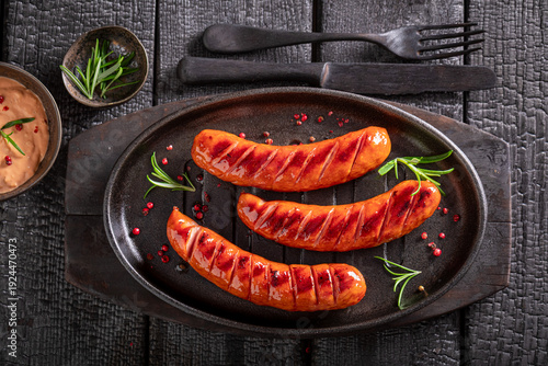 Hot grilled sausage with mu...