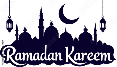 Ramadan Kareem mosque silhouette vector graphic