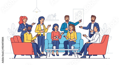 Happy Colleagues Coffee Break Chat