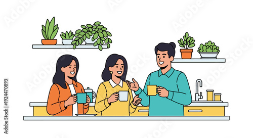 Happy Colleagues Coffee Break Modern Office