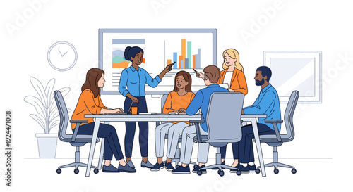 Modern Corporate Team Collaboration Meeting