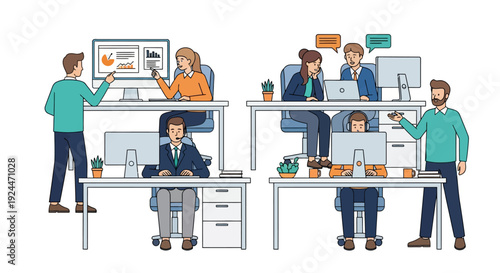 Productive Teamwork Open Plan Office