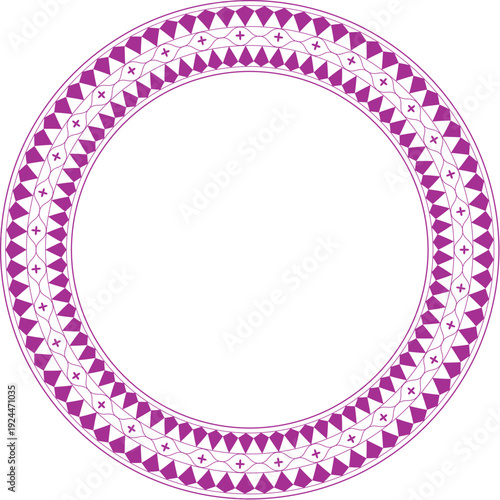 Purple geometric tribal pattern round frame vector