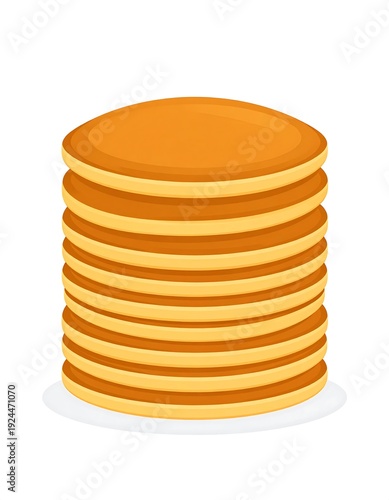 A stack of golden-brown pancakes on a white surface