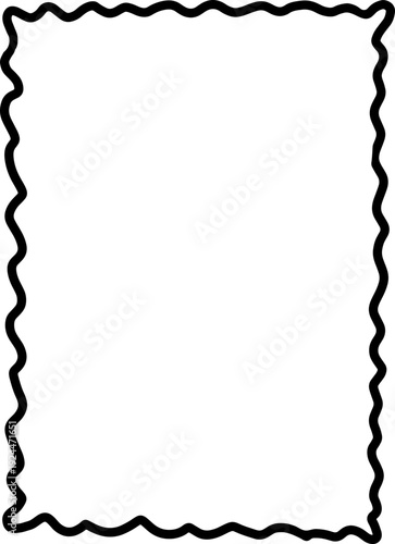 Simple minimalist Wavy Frame Design Element. Scallop edge hand drawn wavy border. Simple menu or greeting card template element.