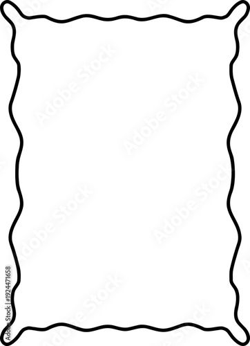Simple minimalist Wavy Frame Design Element. Scallop edge hand drawn wavy border. Simple menu or greeting card template element.
