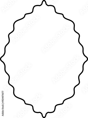 Simple minimalist Wavy Frame Design Element. Scallop edge hand drawn wavy border. Simple menu or greeting card template element.