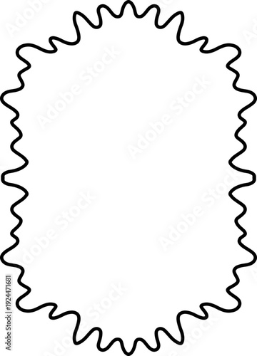 Simple minimalist Wavy Frame Design Element. Scallop edge hand drawn wavy border. Simple menu or greeting card template element.