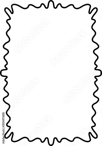 Simple minimalist Wavy Frame Design Element. Scallop edge hand drawn wavy border. Simple menu or greeting card template element.