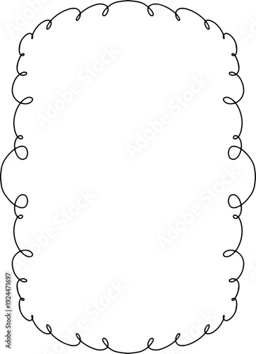 Simple minimalist Wavy Frame Design Element. Scallop edge hand drawn wavy border. Simple menu or greeting card template element.