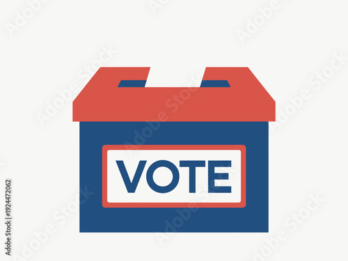 American democratic voting box with red lid and blue body