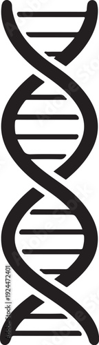 DNA Double Helix Icon Isolated on White Background, Black Vector Graphic