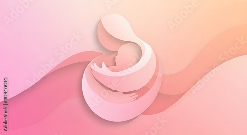 Happy mothers day greeting with beautiful pink swirl design